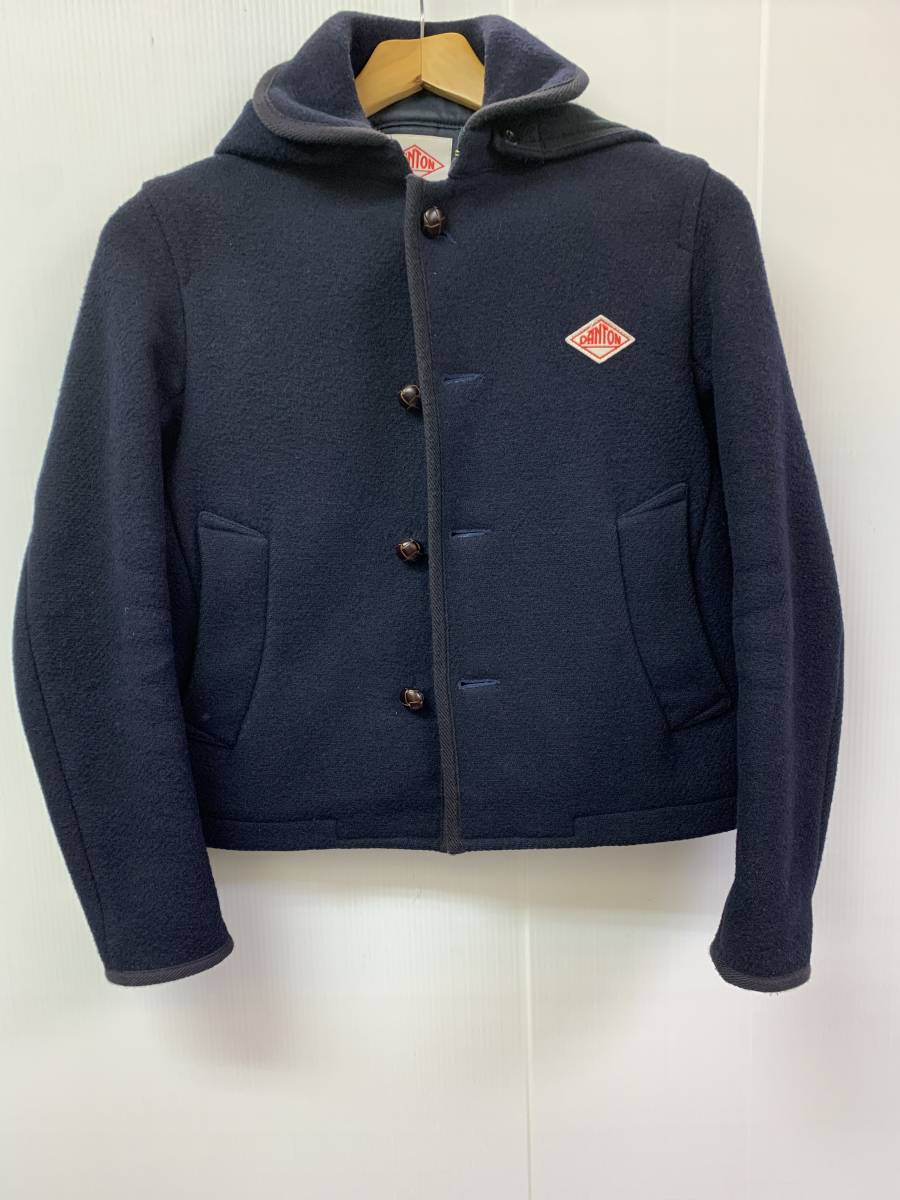 w507★DANTON 長袖フード付きウールジャケット   サイズ34★冬拍卖