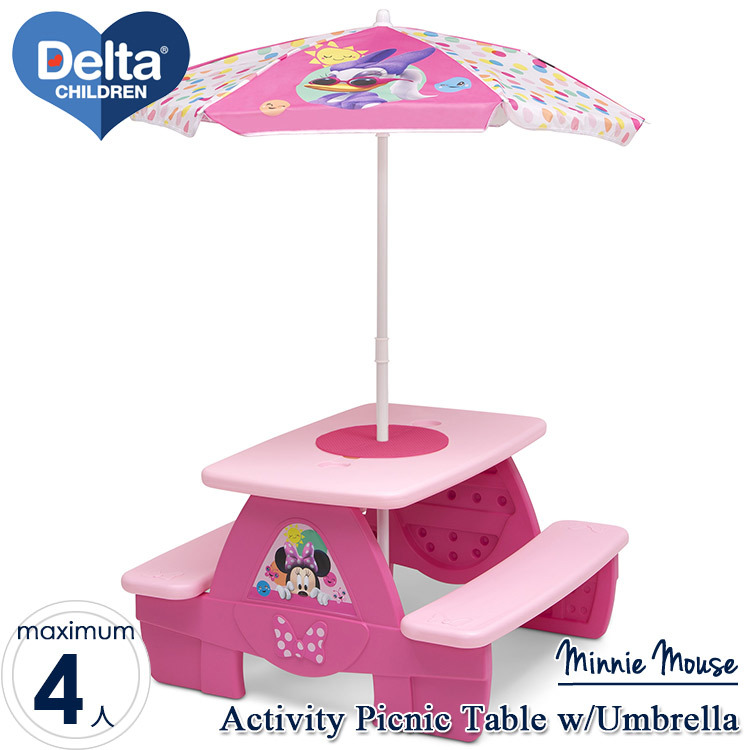 ピクニックテーブル アンブレラ付き ディズニー ミニーマウス 屋外 室内 アウトドアテーブル キッズ 家具 デルタ Delta拍卖
