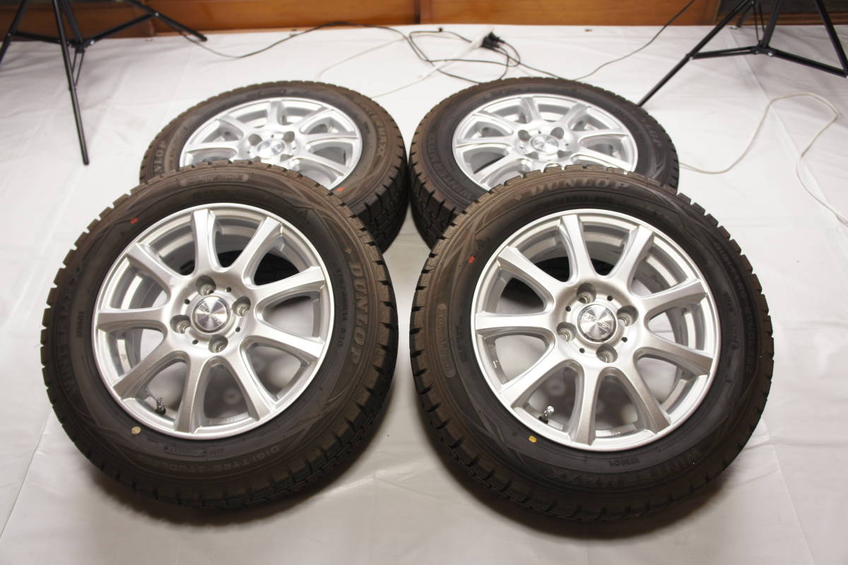 9分山 175/65R14 ウィンターマックス WM01 製造2017/4 アルミホイール 14×5.5J +42 14インチ ダンロップ DUFACT スタッドレス 4本 @595d拍卖