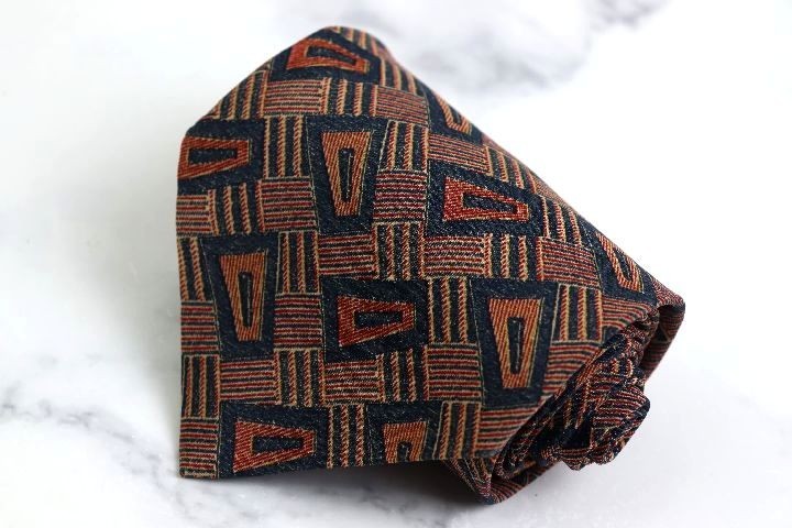 エンポリオアルマーニ 総柄 高級 シルク イタリア生地 イタリア ブランド ネクタイ メンズ ブラウン 良品 EMPORIO ARMANI拍卖