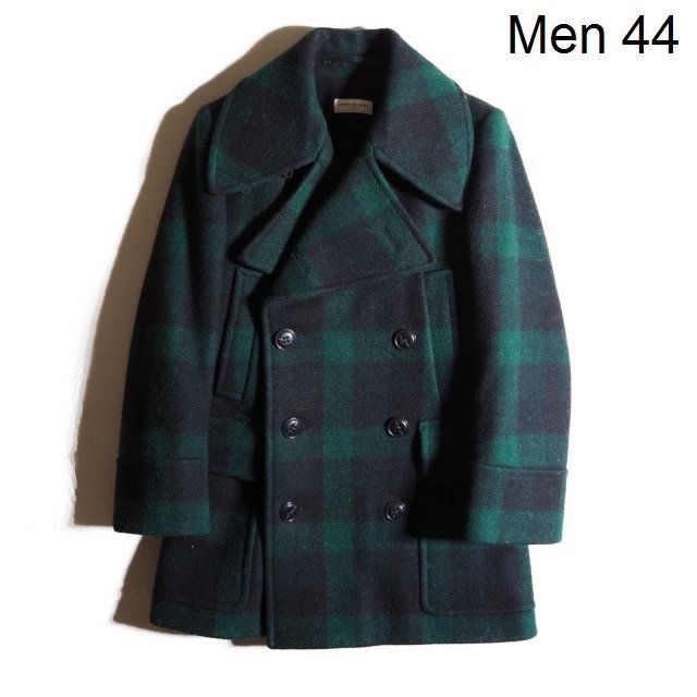 x4815P ▼DRIES VAN NOTEN ドリスヴァンノッテン▼ FOX BROTHERS ブランケットウール Pコート チェック グリーン 44 秋冬 rb mks拍卖