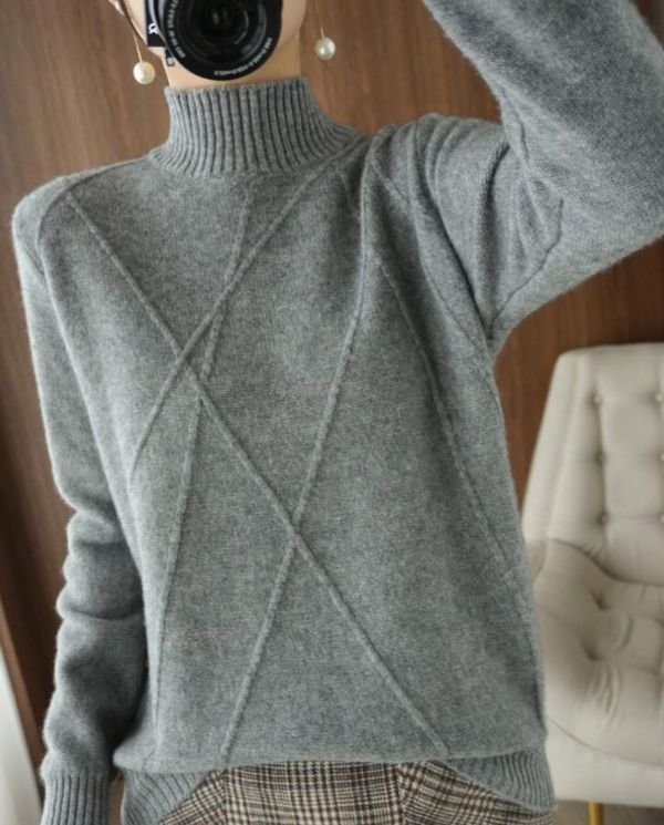 cjx1876★秋冬新作 上質 オシャレミンクカシミヤ混 暖かい 大人 20304050代 着やすい ストレッチ ニットセーター トップス * 灰拍卖