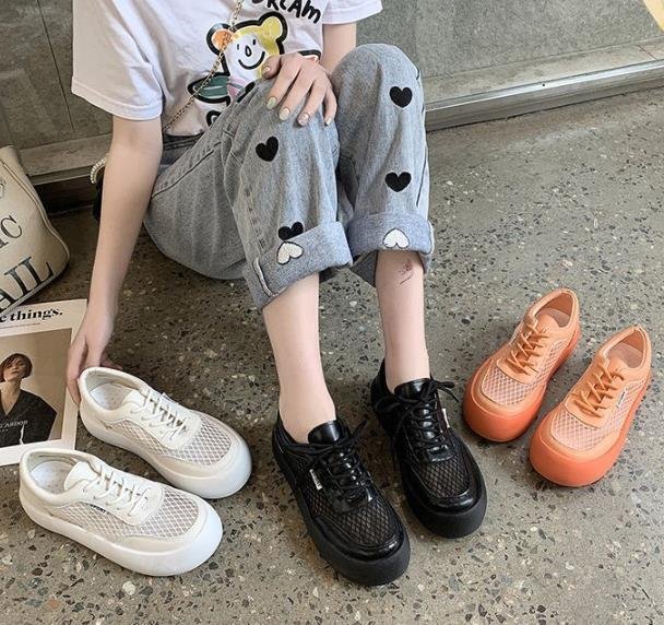 LHK2846★メッシュ スニーカー レディース 厚底3㎝ カジュアル シューズ 通気 快適 拍卖