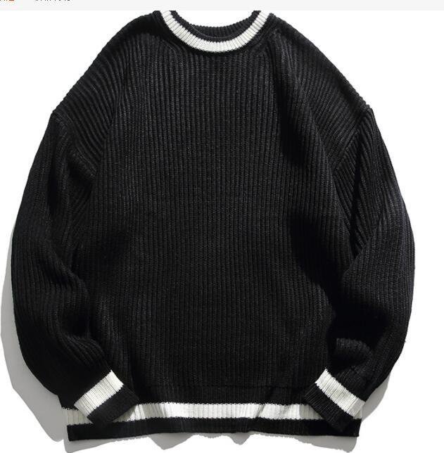 cjx1976★メンズ セーター ニット 長袖セーター アウター モックネック カジュアル トップス シンプル メンズニット 防寒 ブラック L拍卖