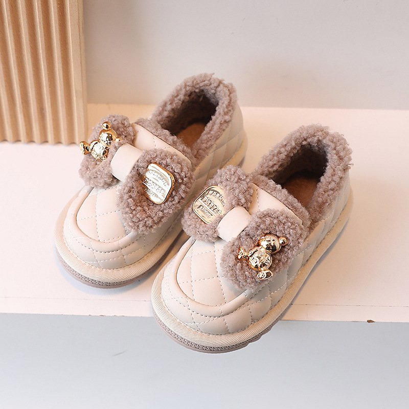 CJM1147★ガールズ ファーシューズ ニュースタイル ウィンター 子供靴 フリース 厚手 ビッグコットンシューズ【3色可選】拍卖