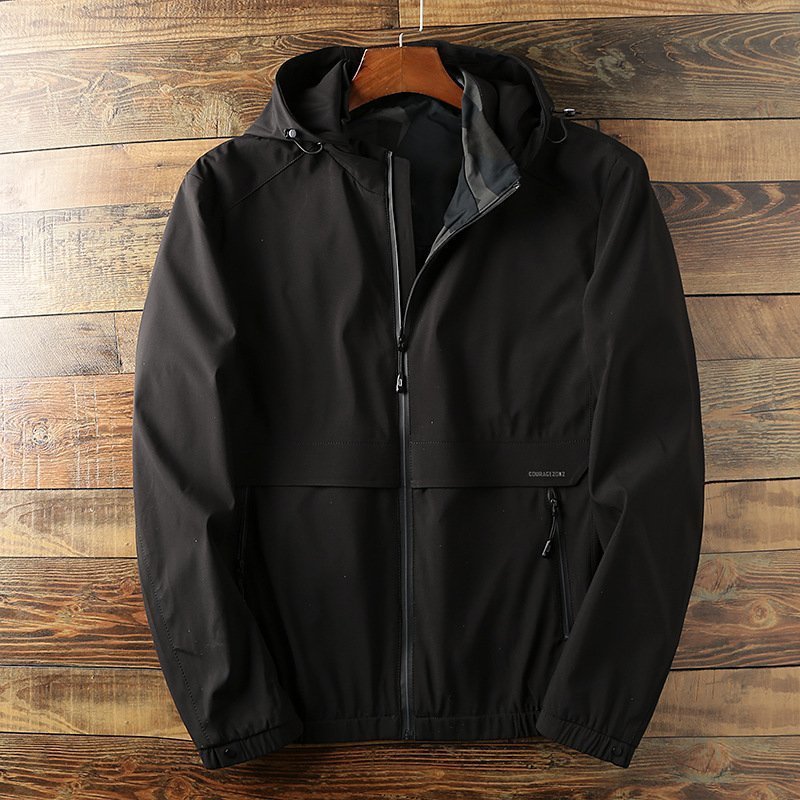 PYD2063★ジャケッメンズ シンプルおしゃれ カジュアト メンズ ウインドブレーカー ル 無地 ジッパー フーアウター ブラック M~3XL拍卖