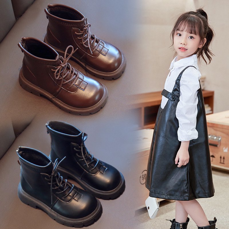 CJM1216★ガールズ ブーツ ニュースタイル 秋スタイル ショートブーツ プラスフリース プラスコットン レザーブーツ 冬スタイル【2色可選】拍卖