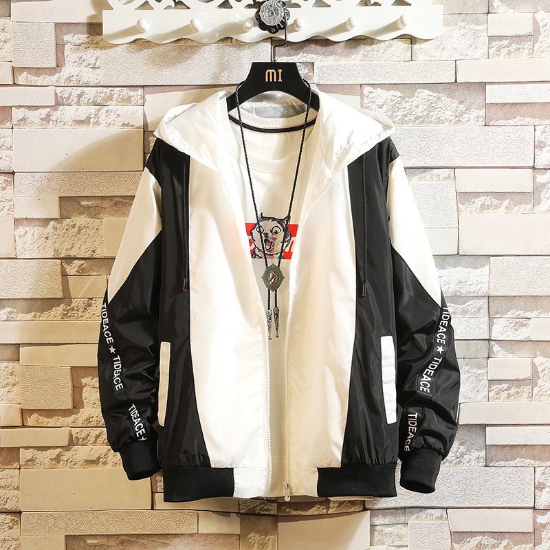 cjx1915★メンズ カジュアル アウター ジャケット ジャンパー スタジャン パーカー 春物 ジッパー 薄手 リラックス 大きいサイズ 黑 M拍卖