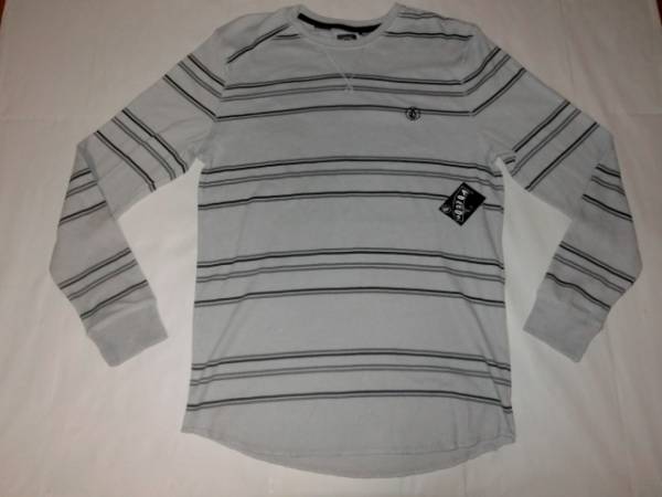 ◆USA購入◆ボルコム◆VOLCOM◆サーマルロングTシャツUS Lサイズ 灰系ボーダー柄拍卖
