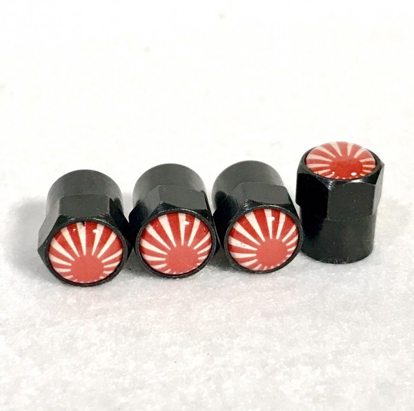 送料無料 ブラック仕様 旭日章 エアーバルブキャップ ( RZ250 RZ350 XJ400D XJR400 GX250 SR400 JOG マジェスティー マグザム に適合)拍卖