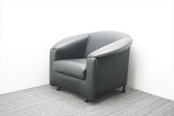 【中古】WITTMANN ヴィットマン 1Pソファ 本革 ブラック (3)拍卖