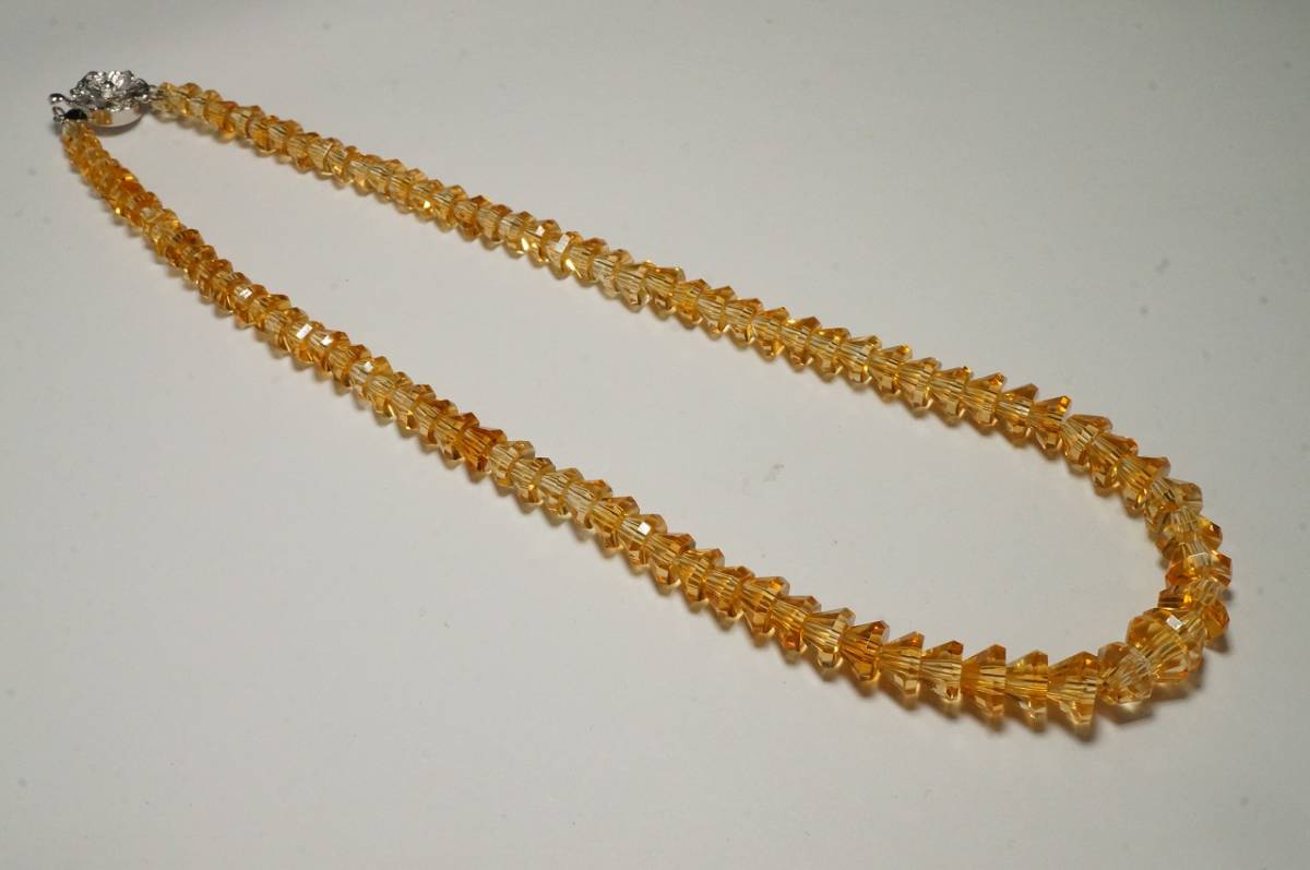 希少カットネックレス!1本しかございません!甲府の一級研磨士が施した匠の逸品!天然シトリントパーズ(黄水晶)ネックレス23.5g/41cm拍卖