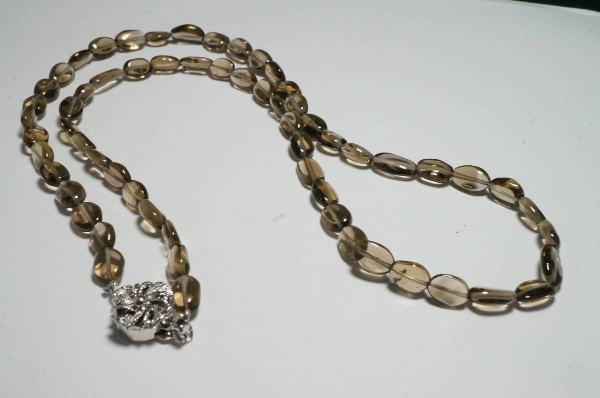 即決特別価格!天然スモーキークォーツ!ロングネックレス!1本しかございません!甲府の逸品!81.9ct / 53cm拍卖