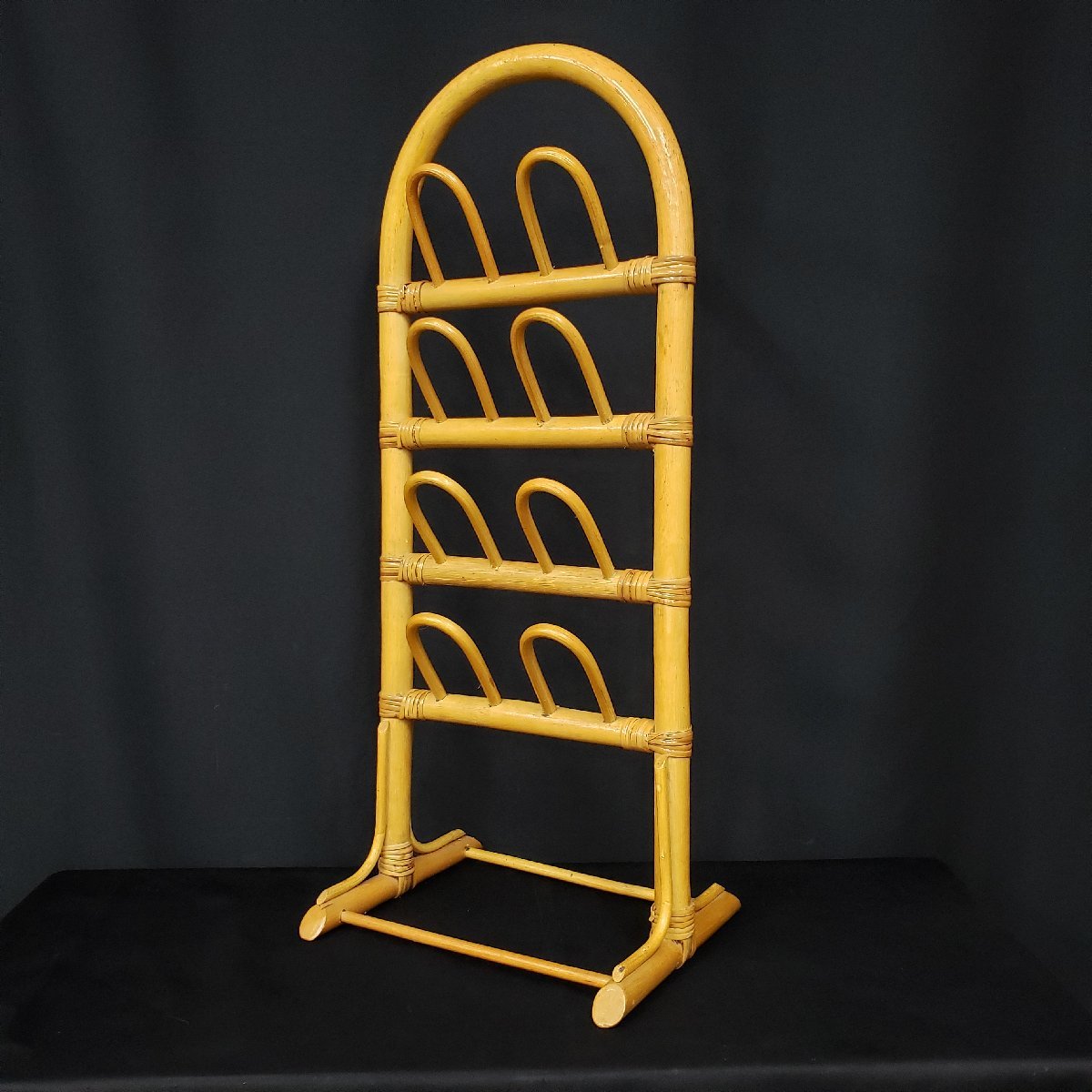 スリッパラック 高さ75cm 4足用 ラタン 木製 籐製 籐 レトロ 昭和レトロ アンティーク ナチュラル アジアン 和風 和雑貨【160s985】拍卖