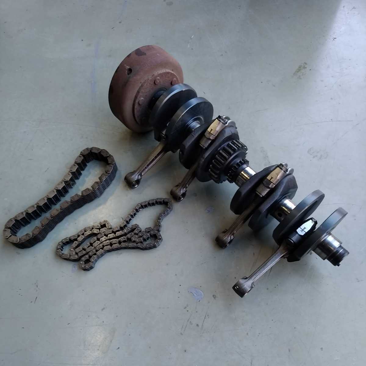 ゼファー400/ZX400系★純正クランクシャフト・コンロッド・タイミングチェーン付 固着無・レストア素材拍卖