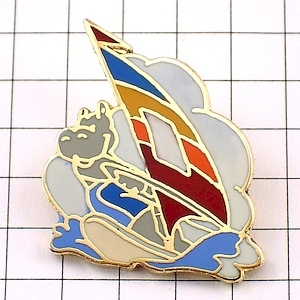 ピンバッジ・カバ波乗ウインドサーフィン河馬◆フランス限定ピンズ◆レアなヴィンテージものピンバッチ拍卖