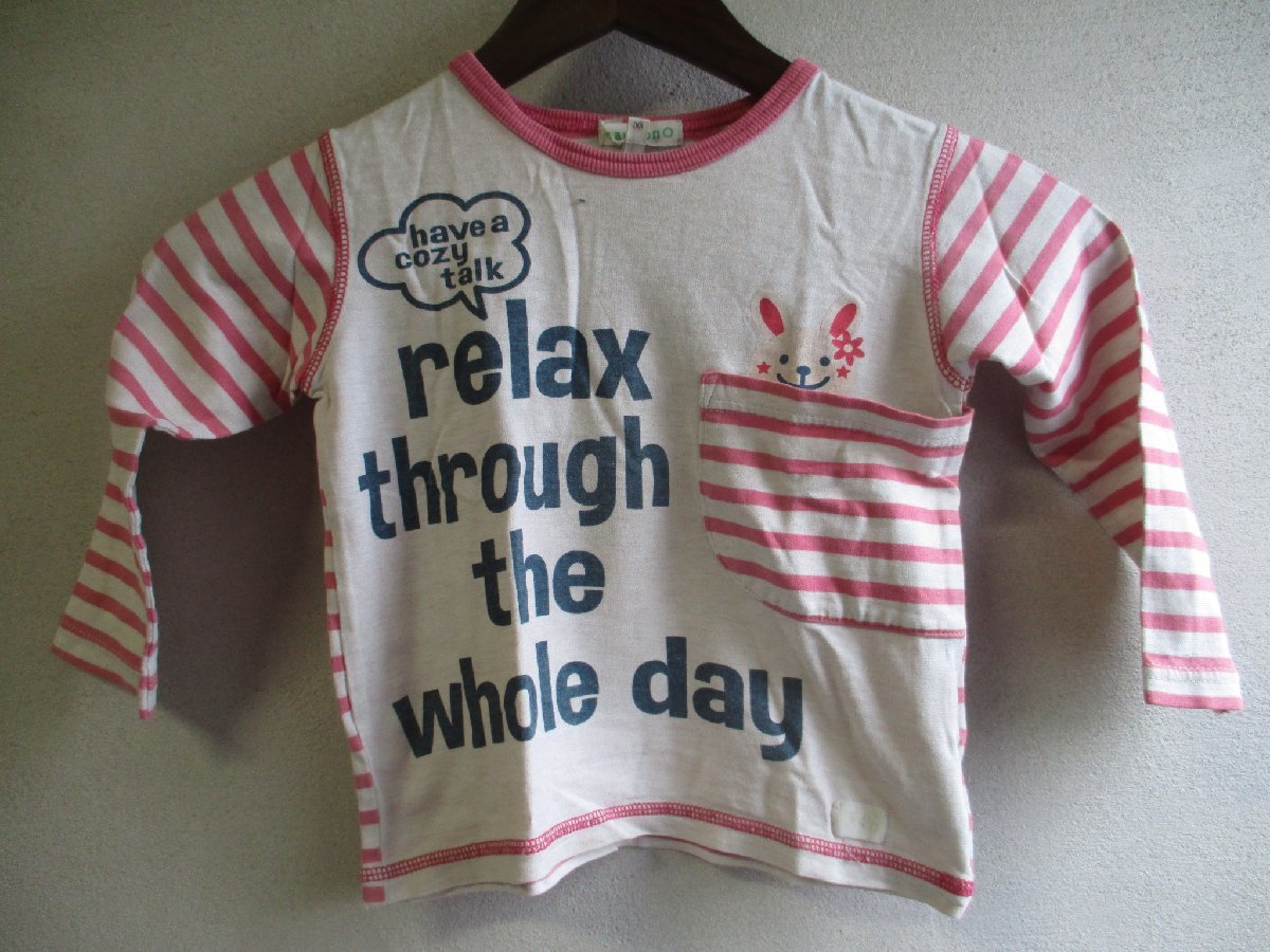 【3can4on】 長袖Tシャツ キッズ サイズ:100 色:ピンク 身丈:33 身幅:32 肩幅:28/JAO拍卖