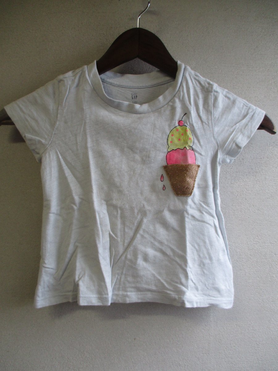 【babyGap】 Tシャツ キッズ サイズ:100 色:ライトブルー 身丈:34 身幅:30 肩幅:26/JAO拍卖