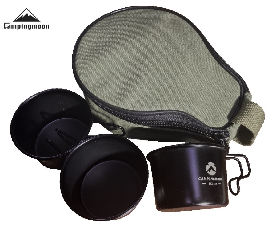 ★キャンピングムーン★CAMPINGMOON★キャンプ用 マグカップ ブラック 160ml★カップ3点・ケース付セット★SOLO MUG BKS-180-3PC★2拍卖