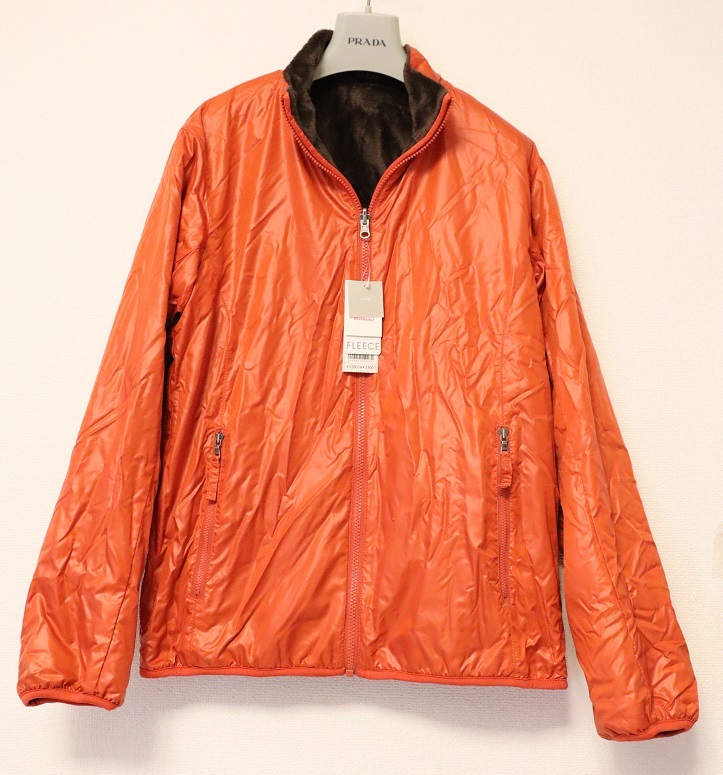 未使用品!ユニクロ リバーシブル ジャケット メンズ M オレンジ×ダークブラウン ブルゾン ジャンパー 拍卖