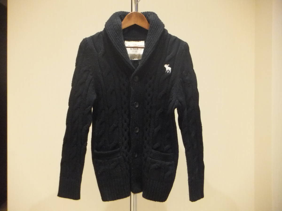 ★ Abercrombie & Fitch(アバクロンビー&フィッチ) ニットブルゾン ネイビー M ★拍卖