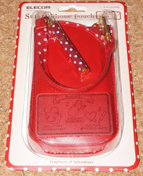 ☆新品☆ELECOM スマートフォンポーチ タッチペンつき レッド拍卖