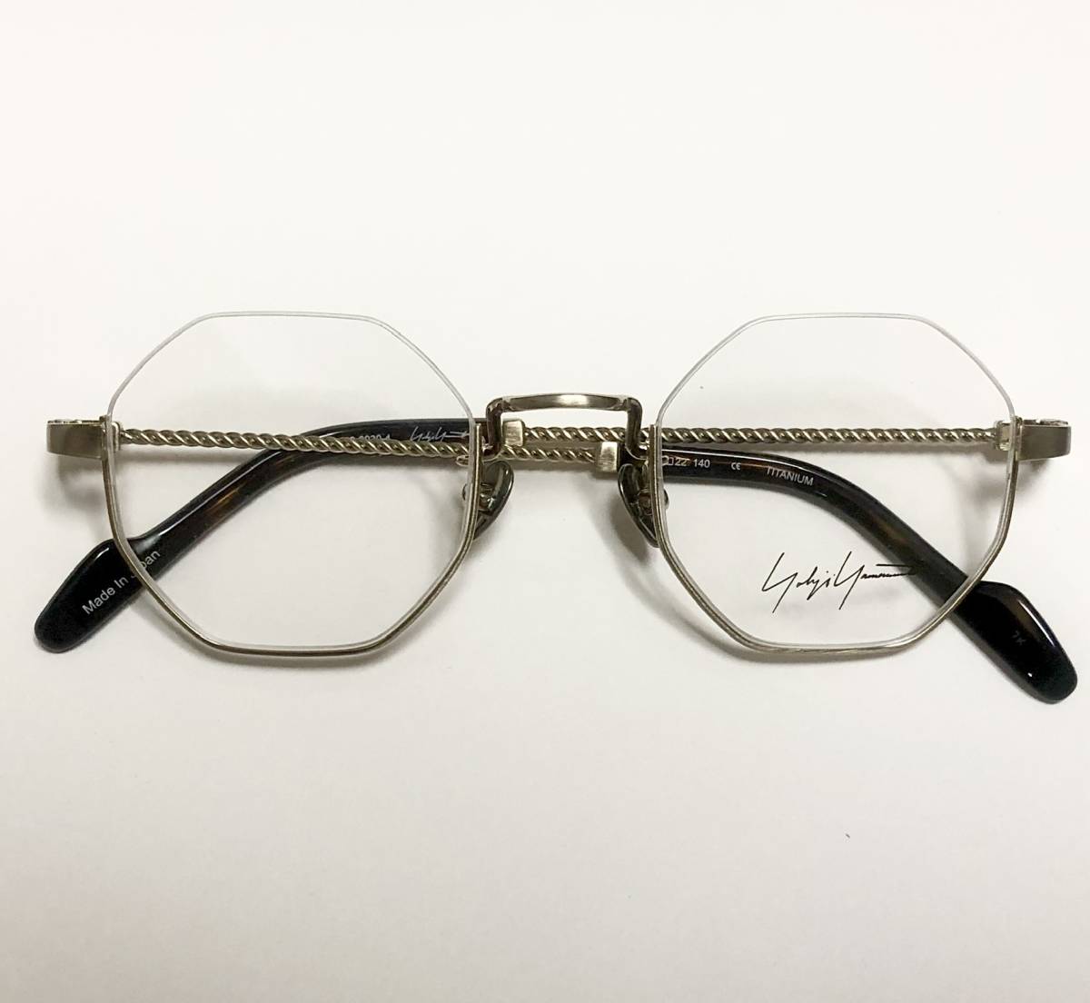 新品 Yohji Yamamoto ヨウジヤマモト メガネ 純正ケース付き 日本製 ヘキサゴン 八角形 金色 Y3拍卖