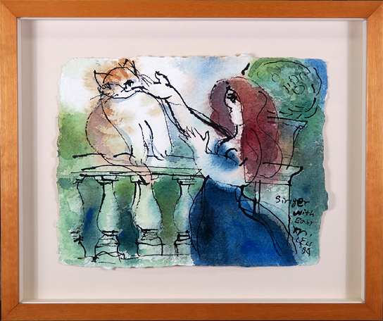 マイケルルー(Singer with Baby)直筆水彩画 真作保証 Acre拍卖