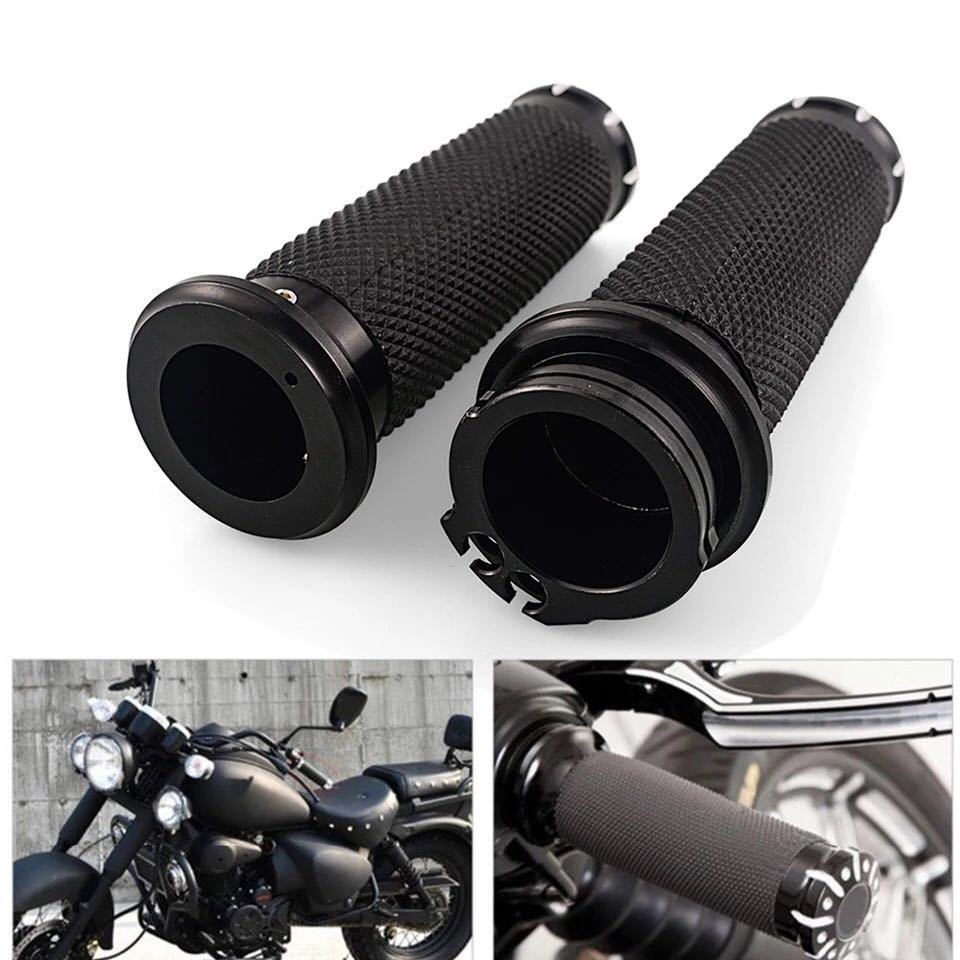 ハーレー スポーツスター ダイナ ソフテイル ツーリング XL FX FL 1インチ グリップ スロットル ブラック拍卖