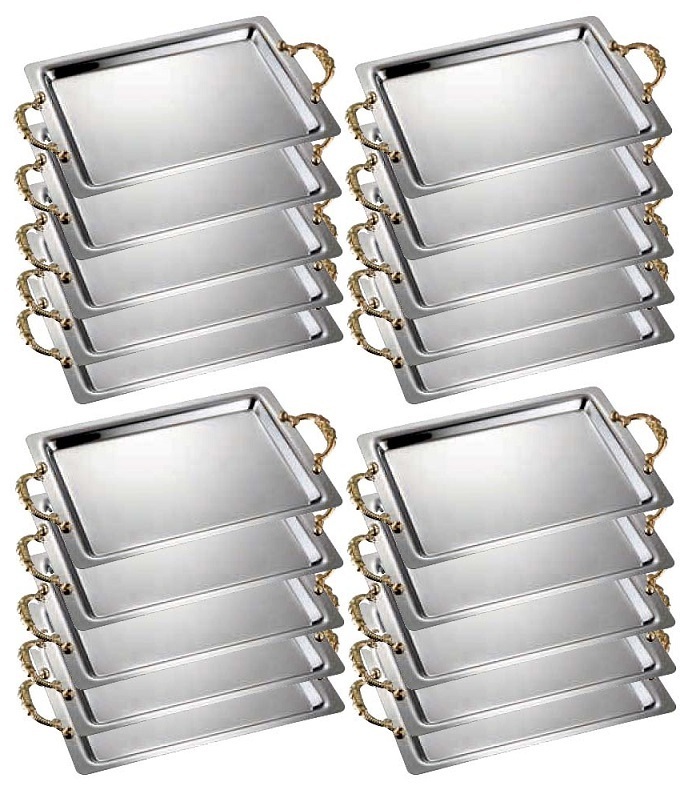 ★バッカス角トレー(約365X220mm)手付20個ステンレス製乗せる・運ぶ・盛器としても使いかた色々日本製新品拍卖