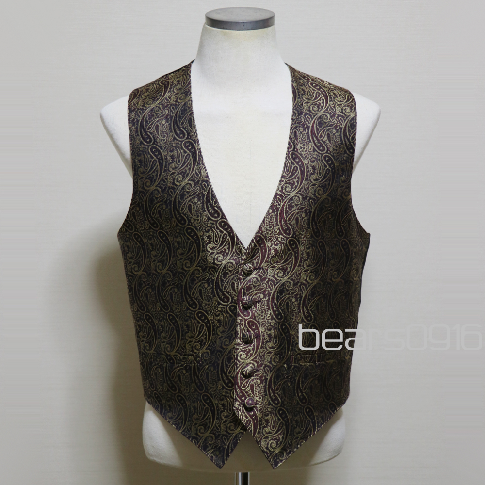 アメリカ購入品 ヴィンテージ 極美品 BROOKS BROTHERS ブルックスブラザーズ シルク100% ペイズリー柄 ベスト ジレ MADE IN USA 黒 S拍卖