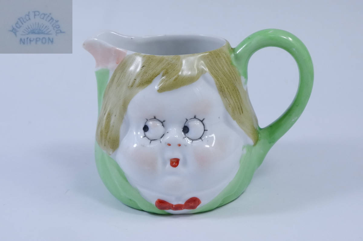 オールドノリタケ ベティ(グーグルアイ)クリーマー ライジングサン印 里帰り拍卖