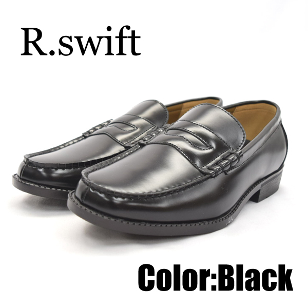 ▲R.swift アール スウィフト 学生靴 ローファー メンズ コインシューズ ブラック Black 26.0cm (0910010010-bk-s260)拍卖