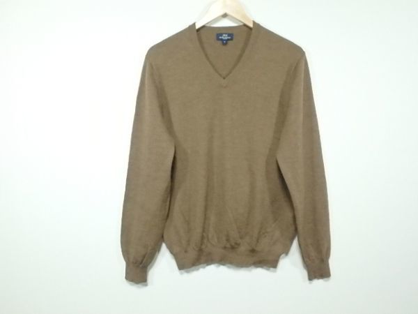 ブルックスブラザーズ 上質! ベーシック 茶 Vネック ニット セーター M拍卖