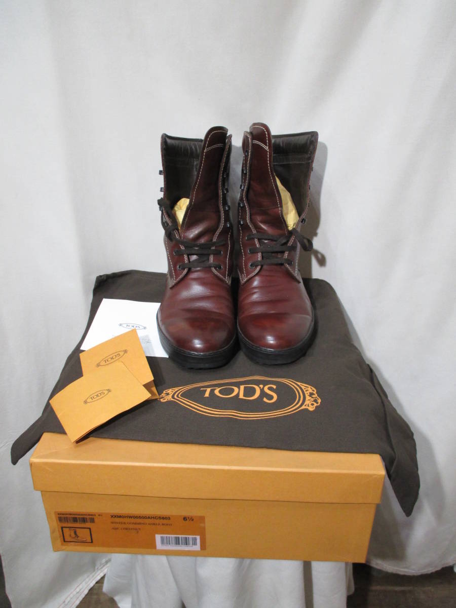 TOD'S WINTER GOMMINO ANKLE BOOT トッズ ウインターゴンミーニ(ノ)レースアップ ブーツ 正規品 イタリア製 6 1/2拍卖