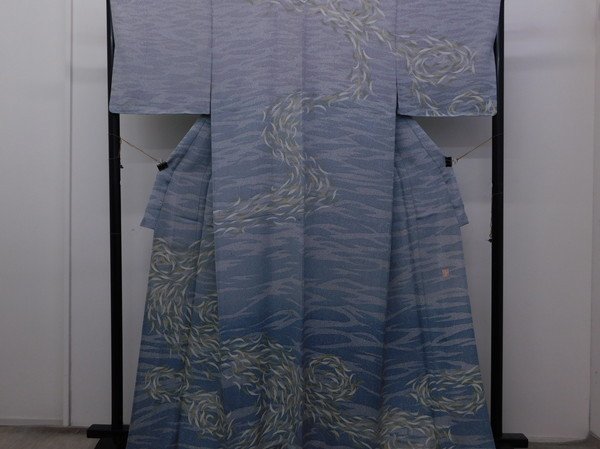付下げ 手描きローケツ染め 作家物 単衣 楽布特選 P11876fnt拍卖