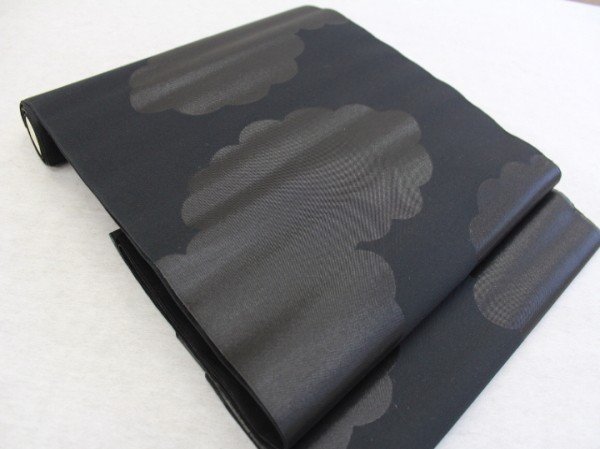 名古屋帯 冬喪服用 漆箔黒全通 新品反物 wlt楽布特選P2788拍卖