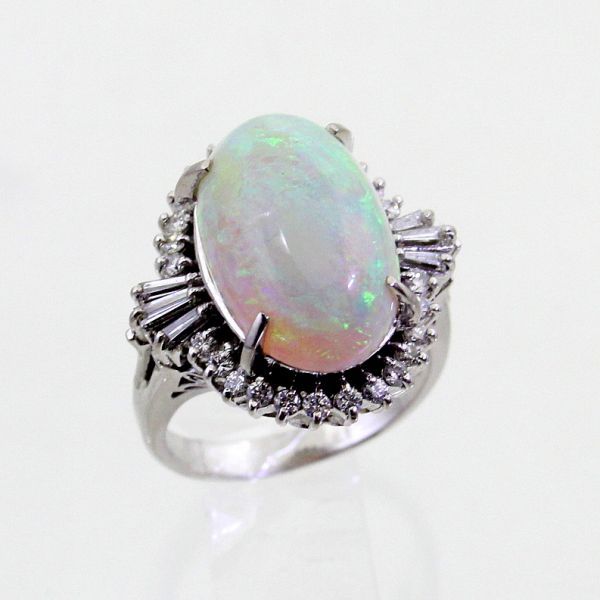 ◎中古美品◎プラチナ オパール 7.04ct ダイヤ 0.63ct リング 11号拍卖