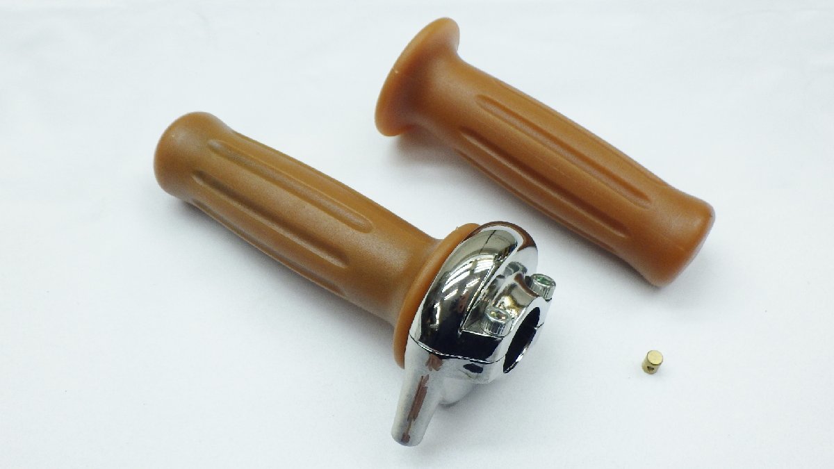 S22■ドミノ スロットル ヴィンテージ ラリー brown グリップ domino拍卖