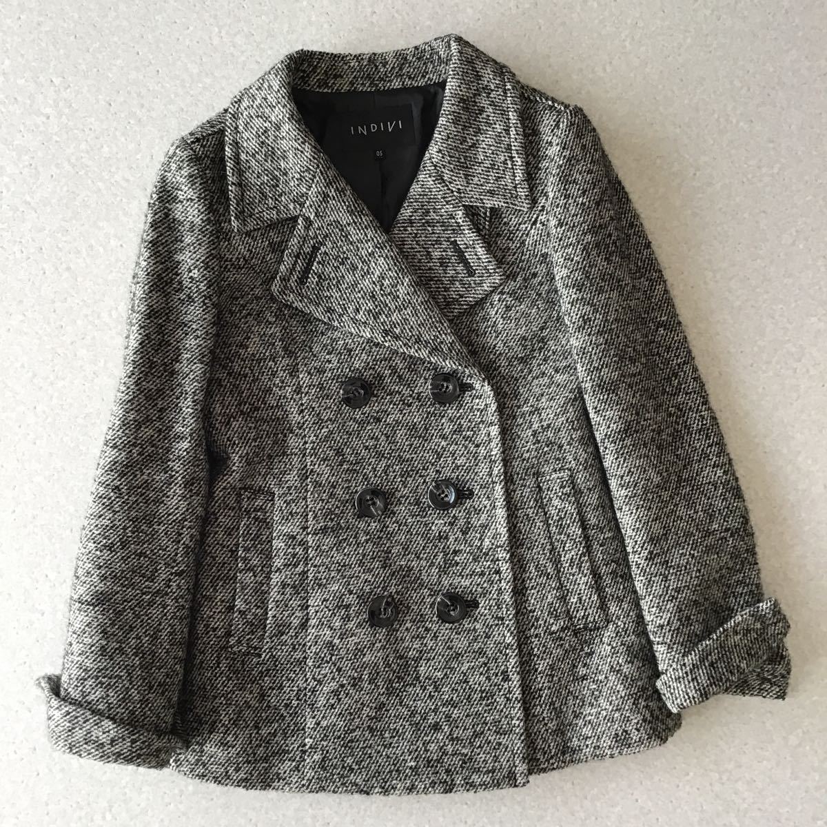 美品 INDIVI インディビィ ウール混 ショートコート ジャケットコート レディース 05拍卖