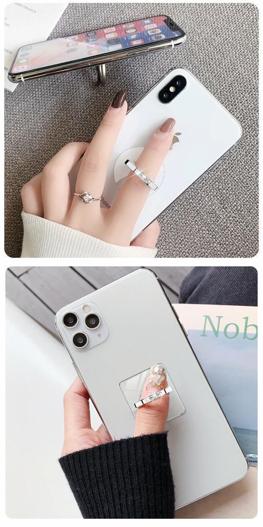 スマホリング 2点セット シンプル スマホスタンド 可愛い リングホルダー スリム コンパクト 貼るだけ 調節可能 角度自由拍卖