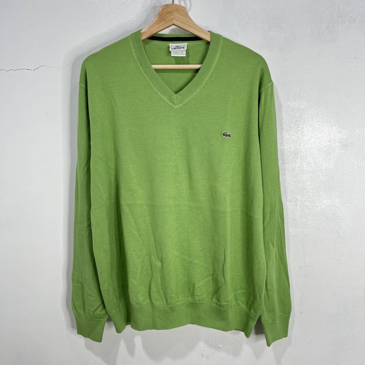 ☆送料無料☆LACOSTE☆ラコステ☆Vネックセーター☆グリーン系☆6(XL)☆スプリングセーター☆K22拍卖