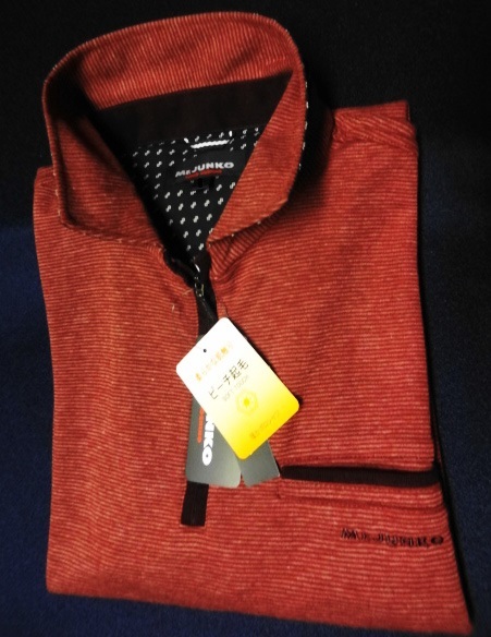 新品 Mr.JUNKO  ポロ ピーチ起毛 L ワインカラー系 ハーフジップ 長袖   /検パパPOLO拍卖