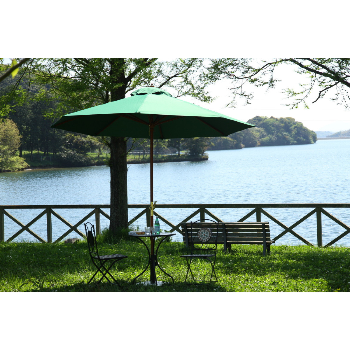 ガーデンパラソル 幅270cm グリーン【新品】【送料無料】(北海道 沖縄 離島は別途送料)拍卖