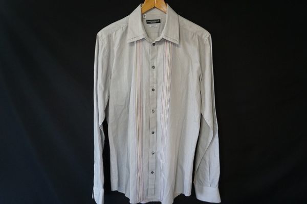 【即決】DOLCE&GABBANA ドルチェ&ガッバーナ メンズ 長袖シャツ ストライプ グレー系 サイズ:15 4/3│40 イタリー製 【784782】拍卖