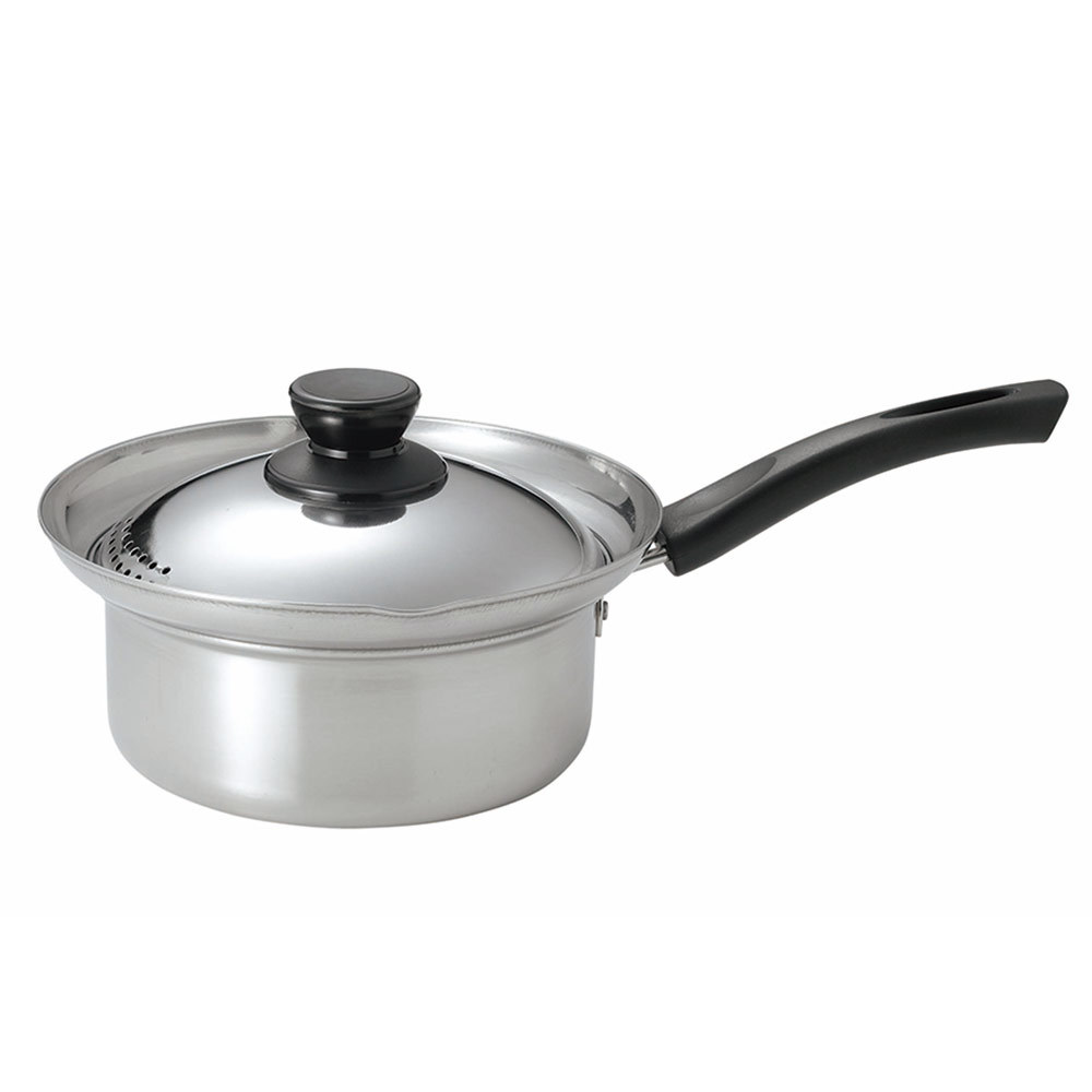 片手鍋 吹きこぼれにくい 湯切り鍋 16cm 満水1.8L ステンレス製 IH対応 ニルワーカ カクセー NW-05/8737x2個セット/卸/送料無料拍卖