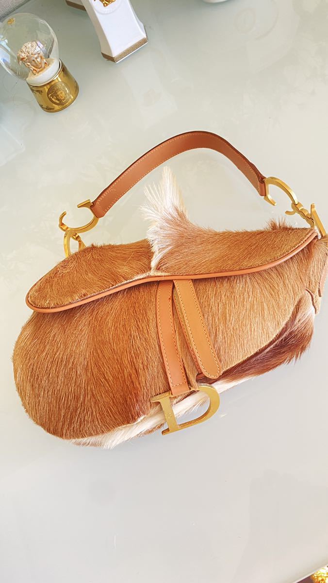 ディオールDiorショルダーサドルバッグ希少品リアル毛皮ファー拍卖