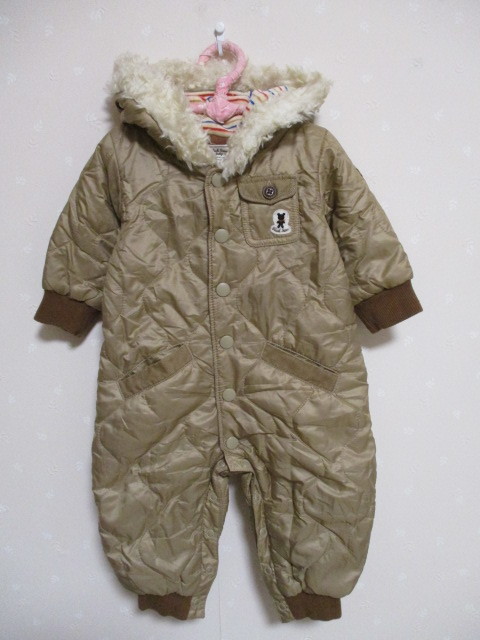 Ω ミキハウス Ω★ 可愛いキルティングカバーオール ★ 70㎝ ブラウンゴールド 21127拍卖