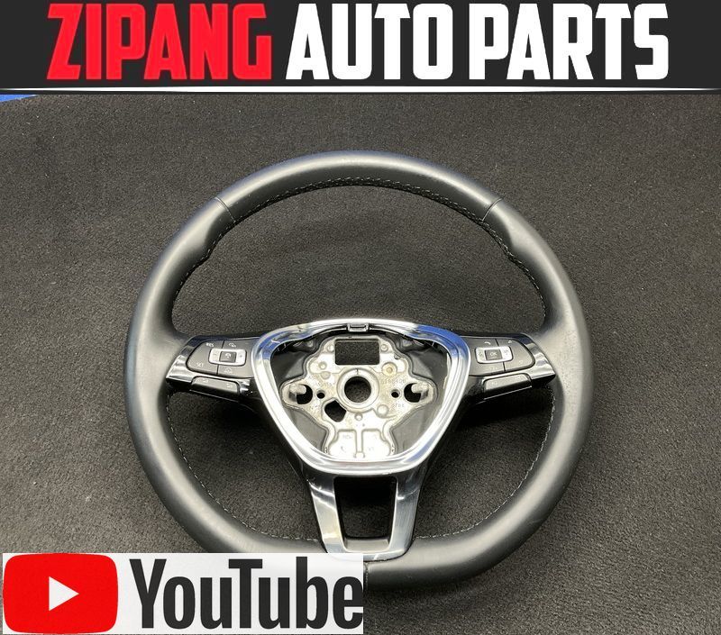 VW068 AU ゴルフ7 ヴァリアント TSI ハイライン BMT 本革 ステアリング ハンドル ◆黒革/ブラック 【動画有り】○拍卖