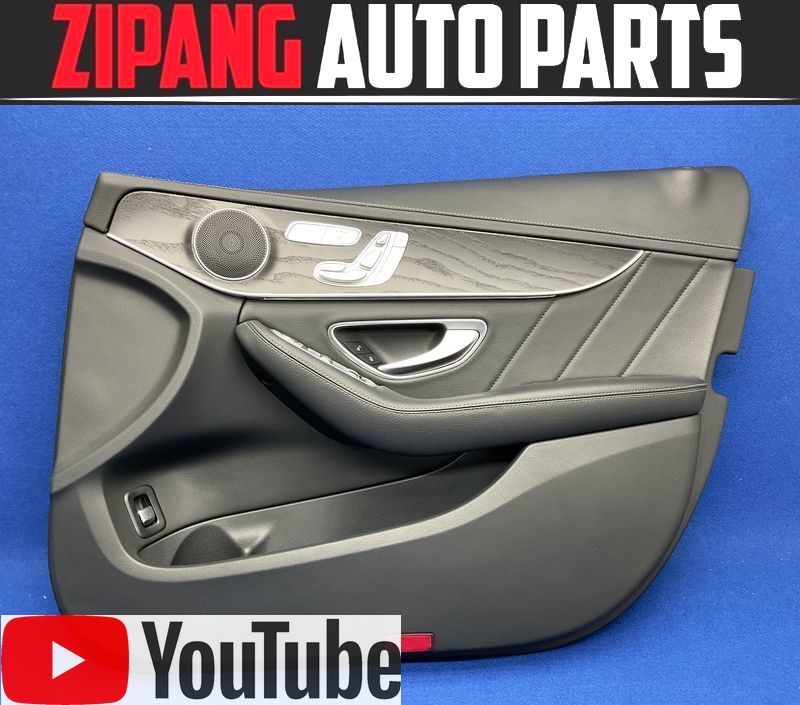MB201 W205 C180T AV AMGスポーツ 前期 右フロント ドア トリム/内張り ◆黒革/ブラック 【動画有り】○拍卖